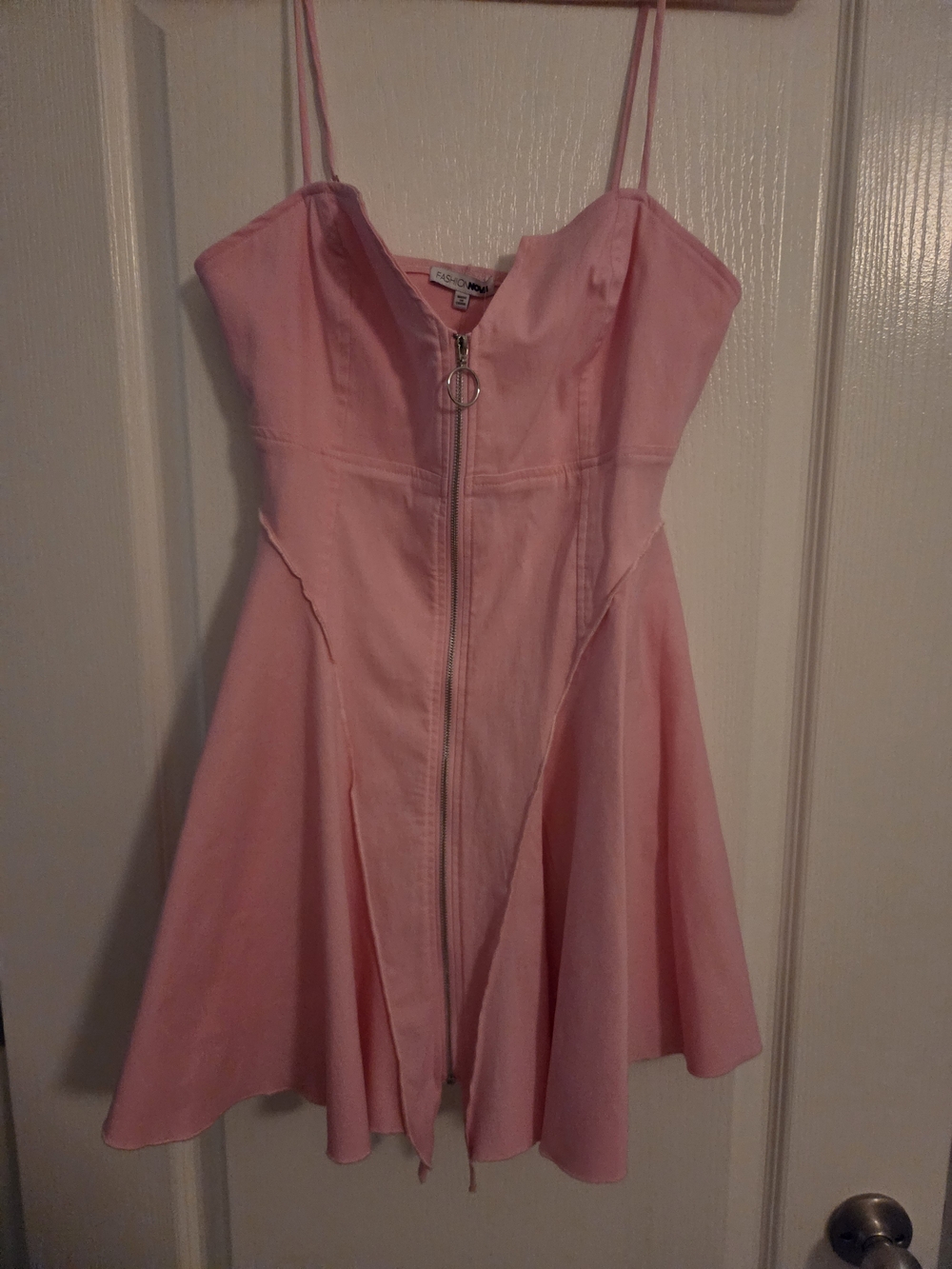 Fashion Nova Pink Zip-Front Mini Dress